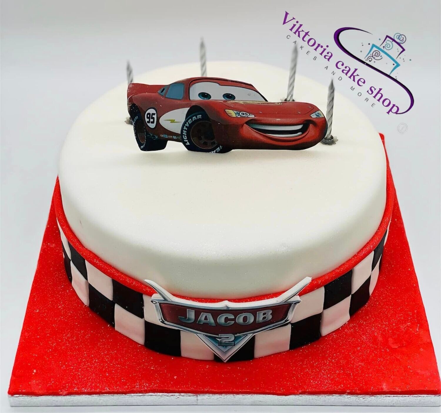 Lightening McQueen cake eggless sponge