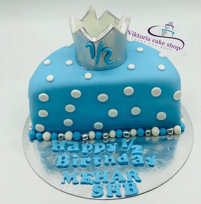 Half Cake 6 months Celebration Baby Cake Royal Icing Cake