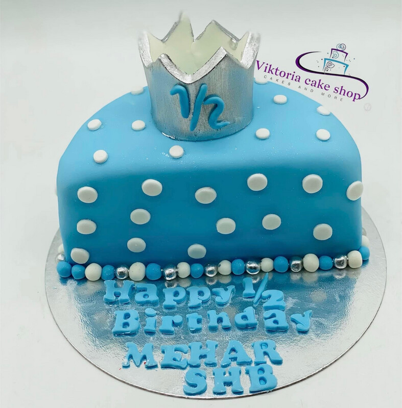 Half Cake 6 months Celebration Baby Cake Royal Icing Cake
