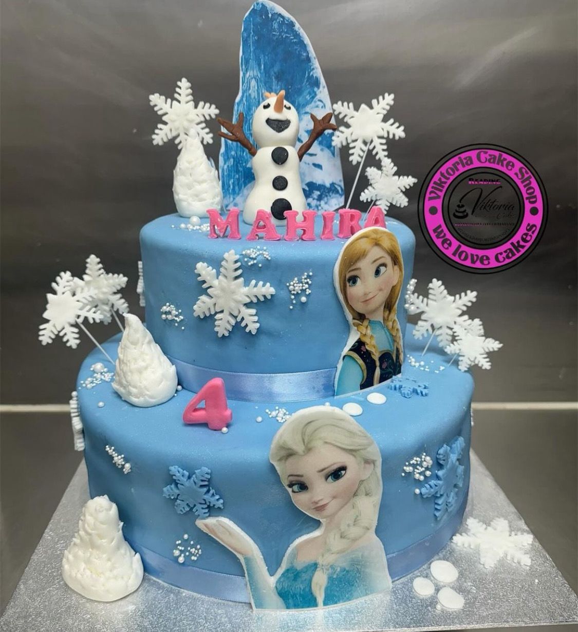 Frozen  2 Tier Cake Elsa and Anna Fondant Cake