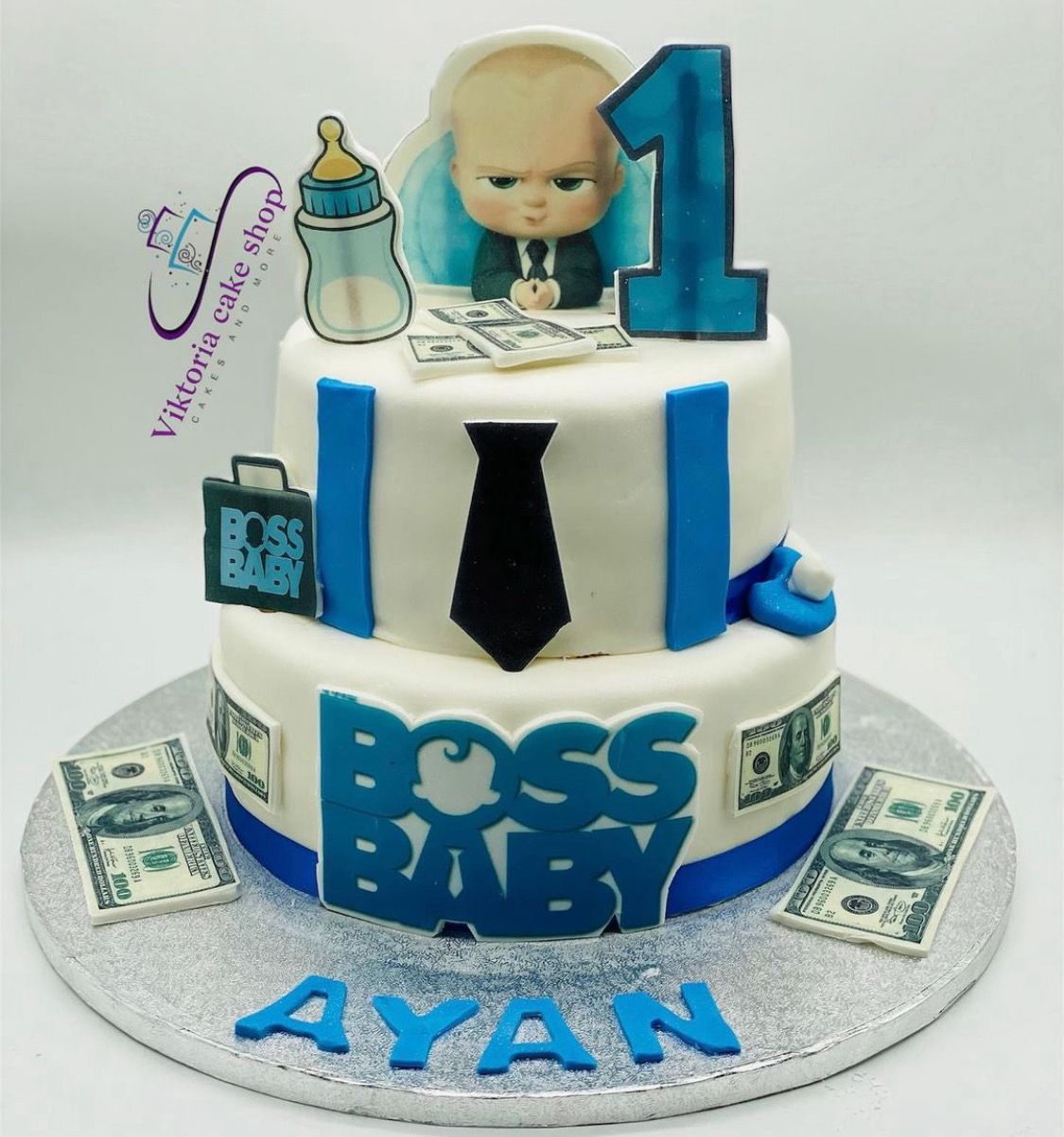 Baby Boss 2 Tier Royal Icing Cake Fondant