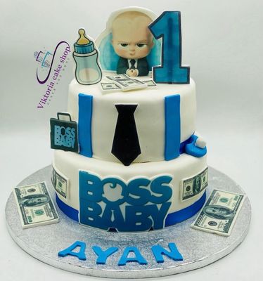 Baby Boss 2 Tier Royal Icing Cake Fondant