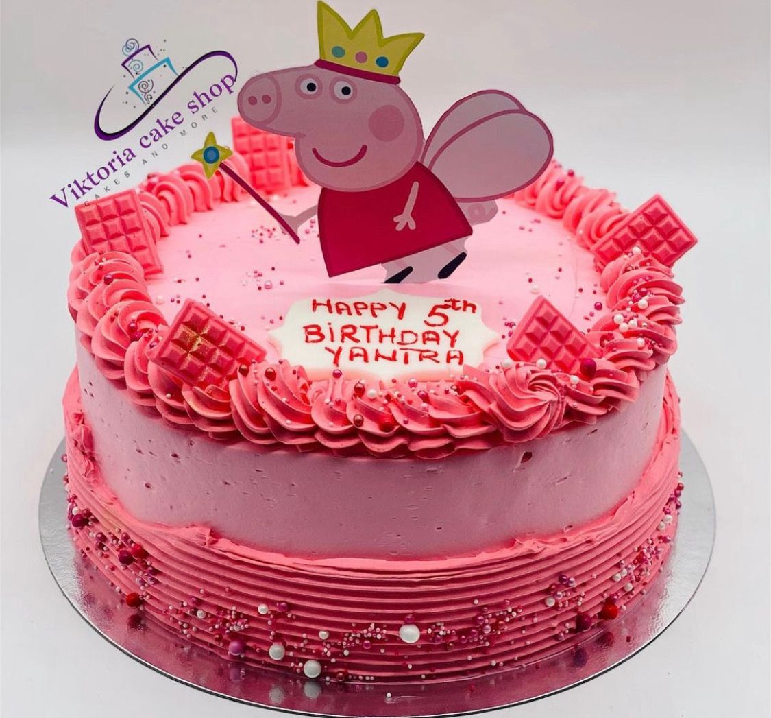 Pink Peppa pig Cake fresh cream eggless cake