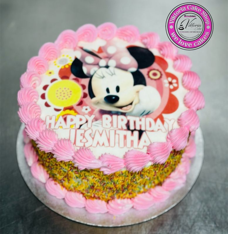 Minimouse Cake Pink & Sprinkles Side.