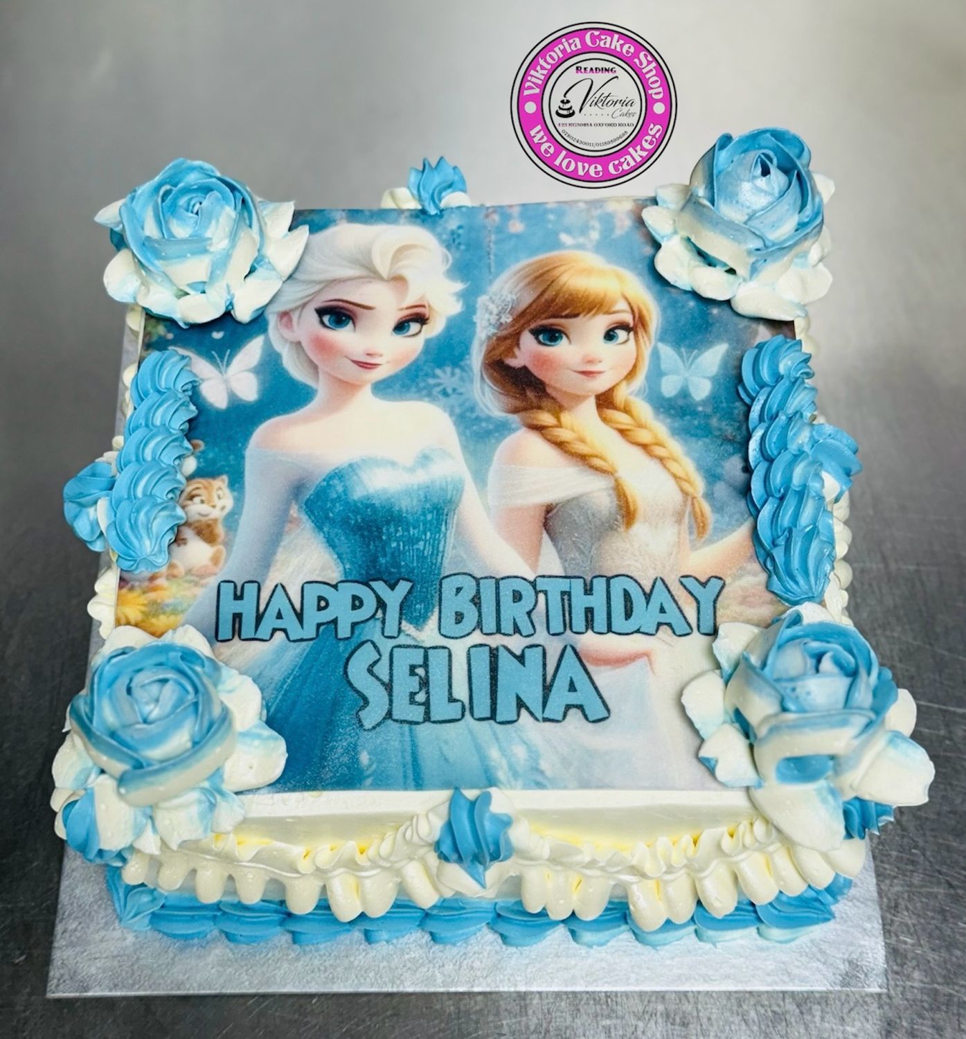 Frozen  Elsa & Anna Fresh Cream Cake