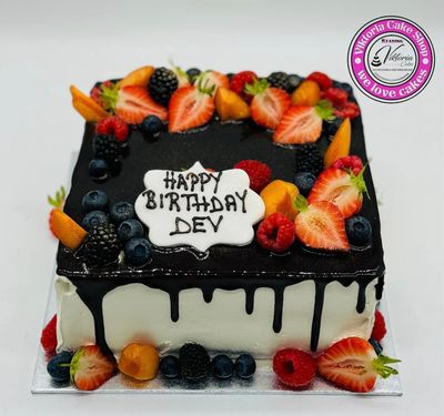 Chocolate Fruit Symphony fresh cream cake square