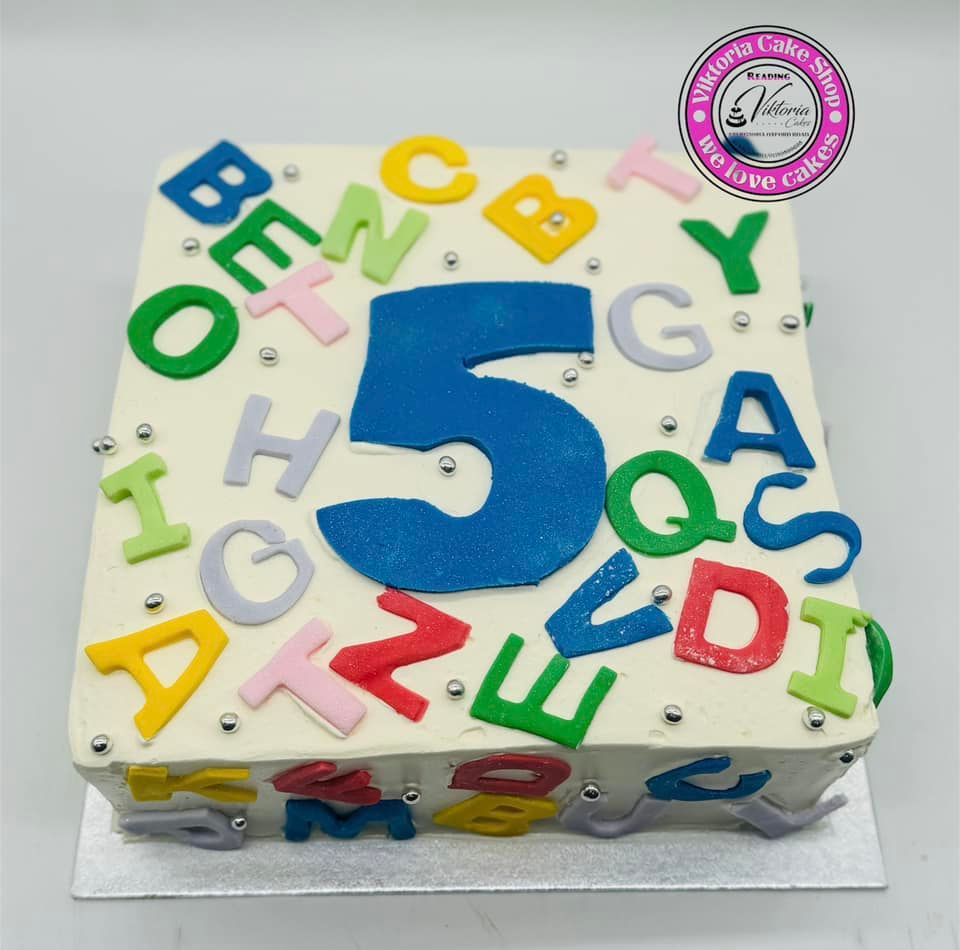 Alphabet Delight fresh cream cake square