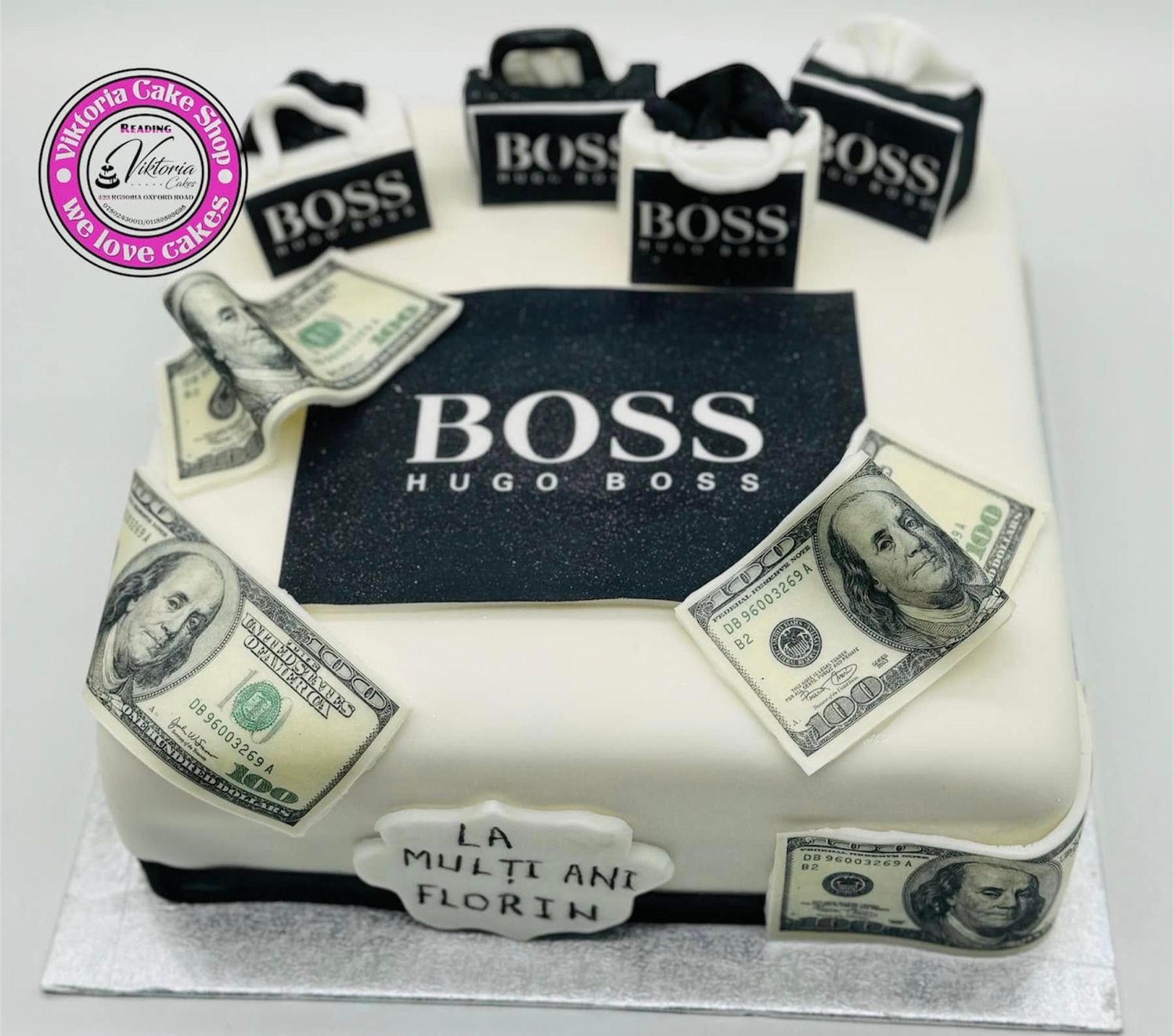 Boss Celebration cake square fondant
