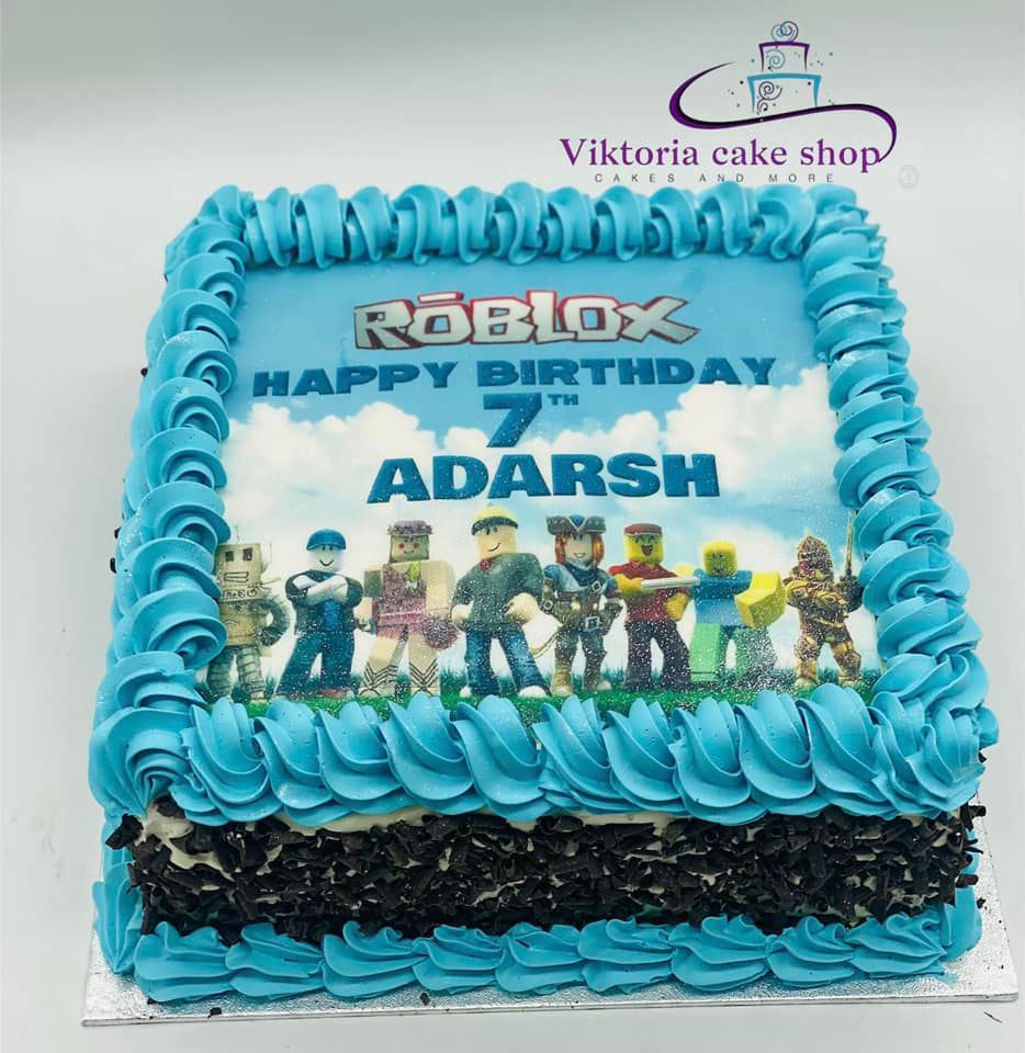 Roblox Party Happy  cake square fresh cream