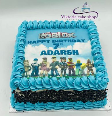 Roblox Party Happy  cake square fresh cream