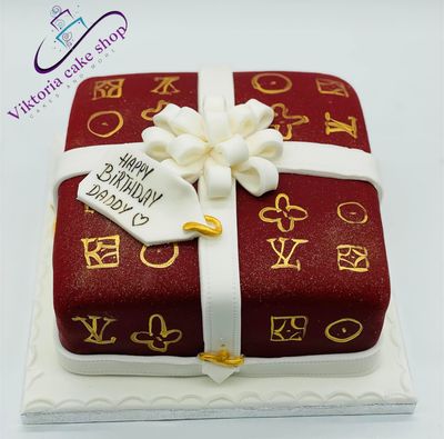Louis Vuitton Gift Box Birthday Cake  Square