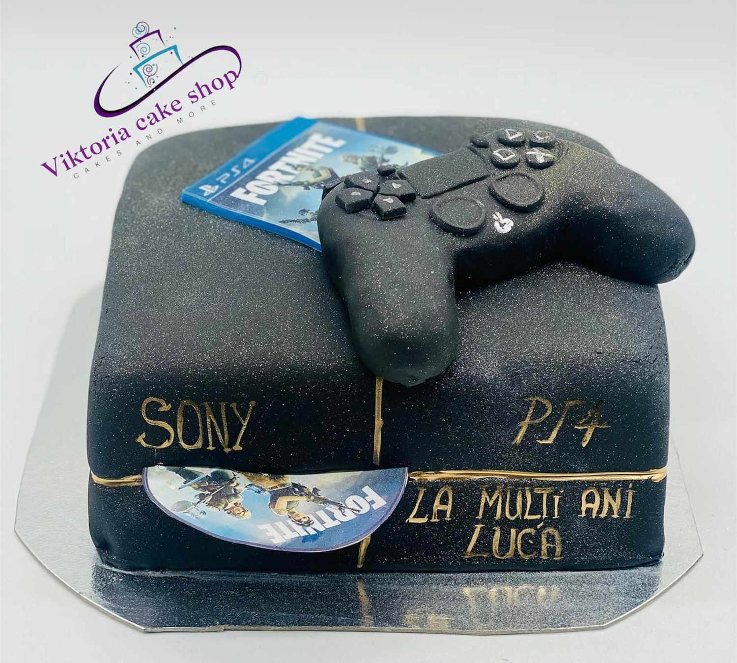 Gamer's Delight PS4 Cake Square fondant Black