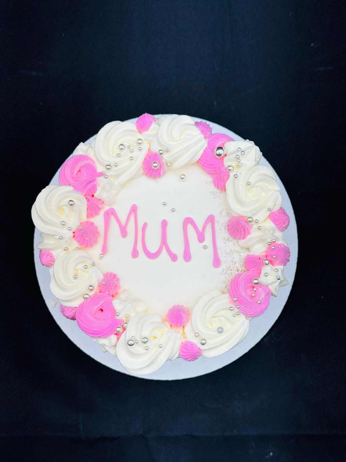 Silver Elegance Mum Cake fresh cream Mothers Day