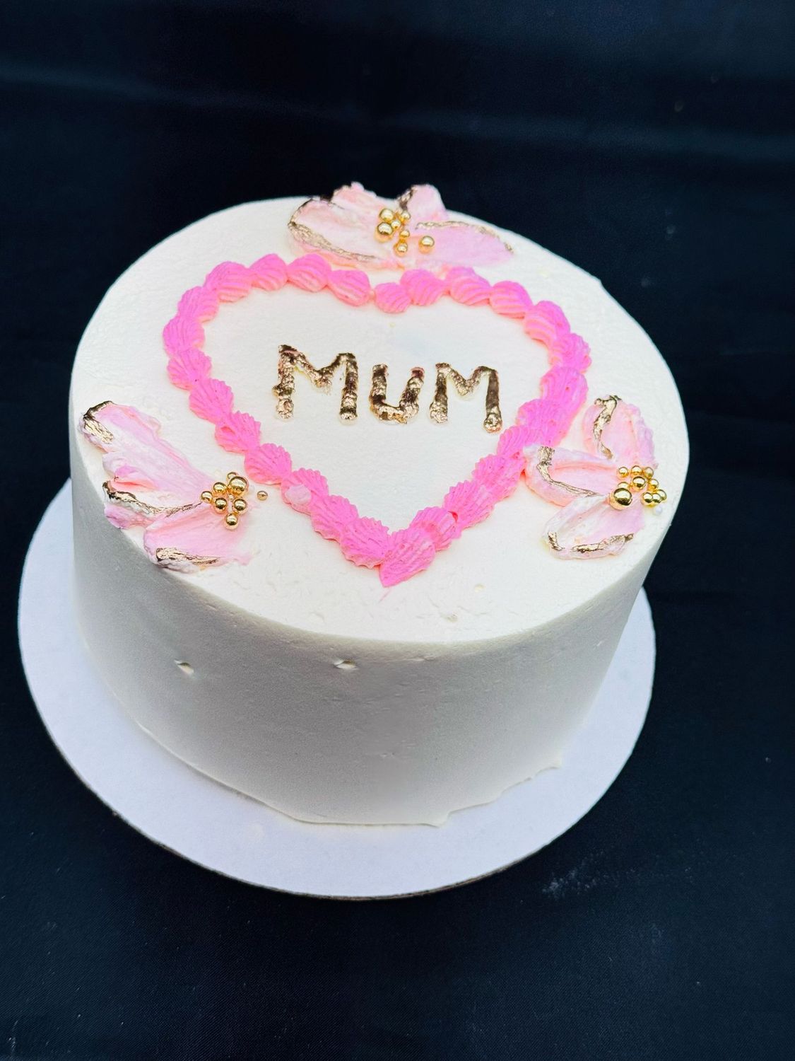 Golden Blossom Heart fresh cream Mothers Day
