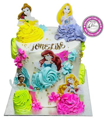 Disney Princess Fresh Cream Cake (Non-Edible Picture )