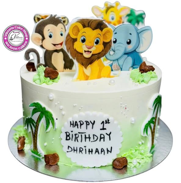 Safari  Cake Baby Animals   fresh cream cake