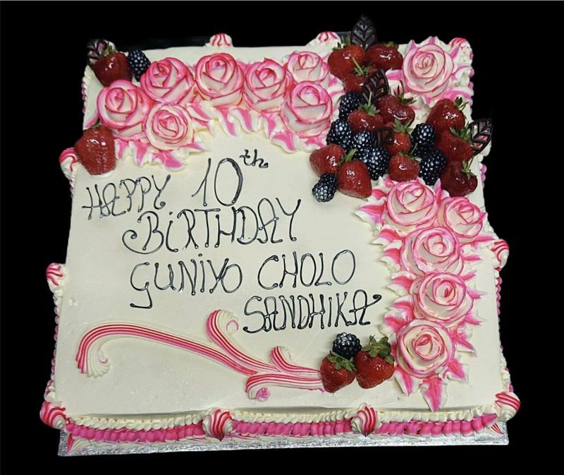 Fresh Cream Cake  Square Pink Design