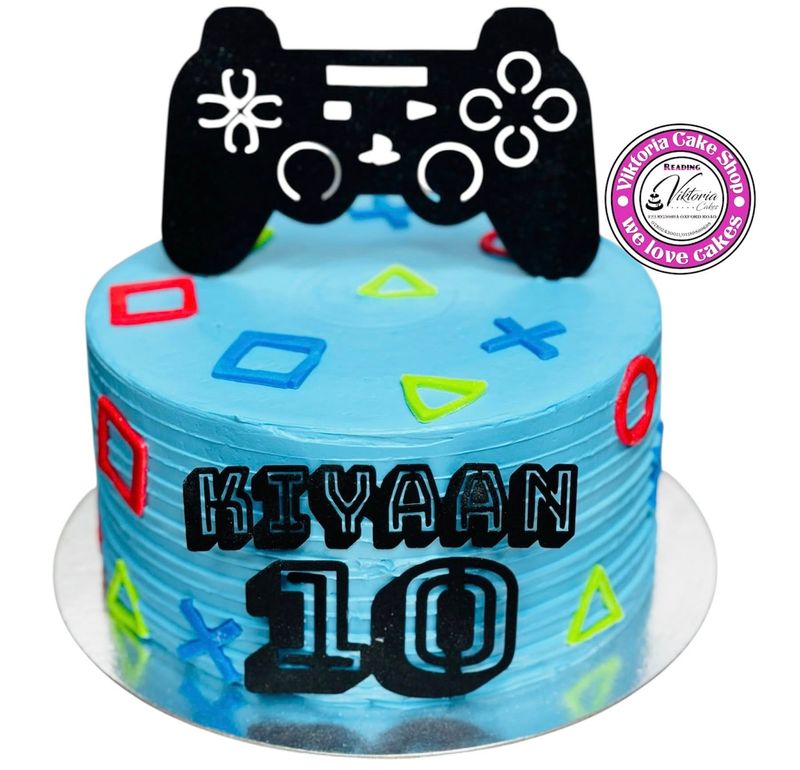 Play station with personalized name and age  fresh cream cake
