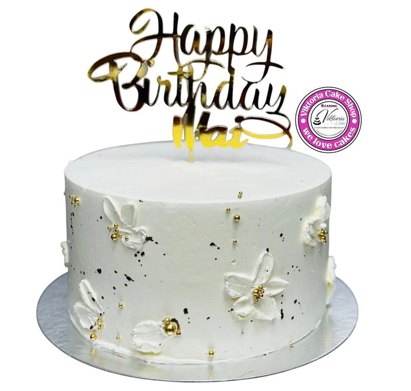 Gold and White elegant cake Soft  fresh cream