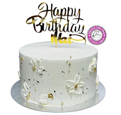 Gold and White elegant cake Soft  fresh cream