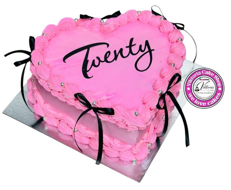 Pink Heart Shaped fresh cream cake With Personalized Age
