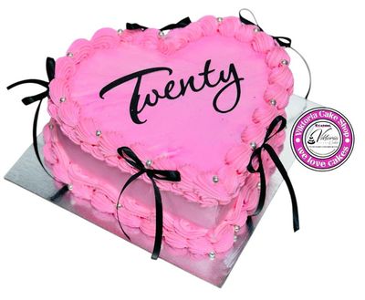 Pink Heart Shaped fresh cream cake With Personalized Age