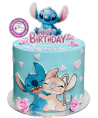 Stitch  lover cake  Blue  base fresh cake