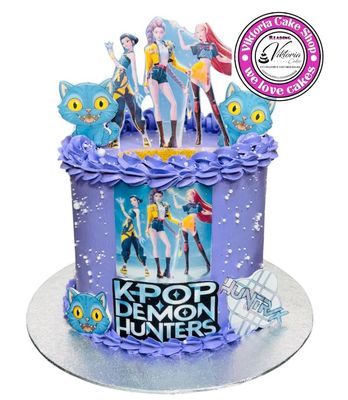 Kpop demon hunters cake purple base Kpop demon hunters cake purple base