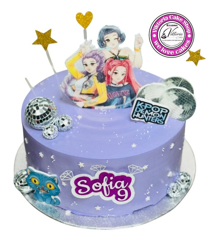 KPop Demon Hunters personalized name   fresh cream cake Reading