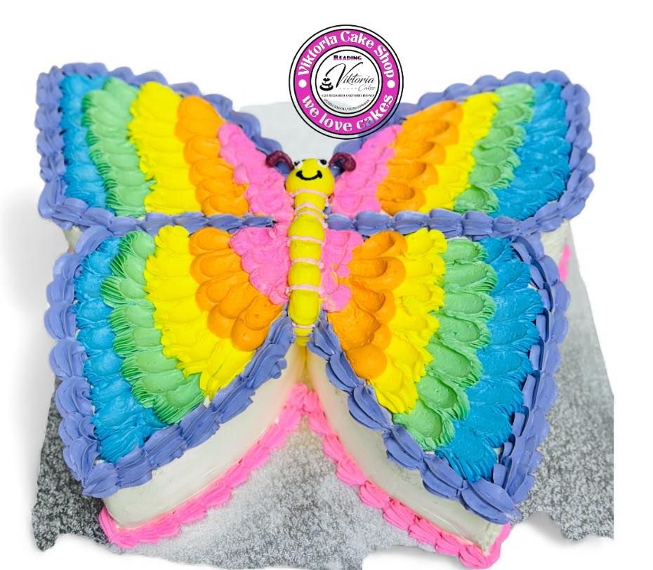 Rainbow Butterfly Cake Birthday Cake  Square   – Reading