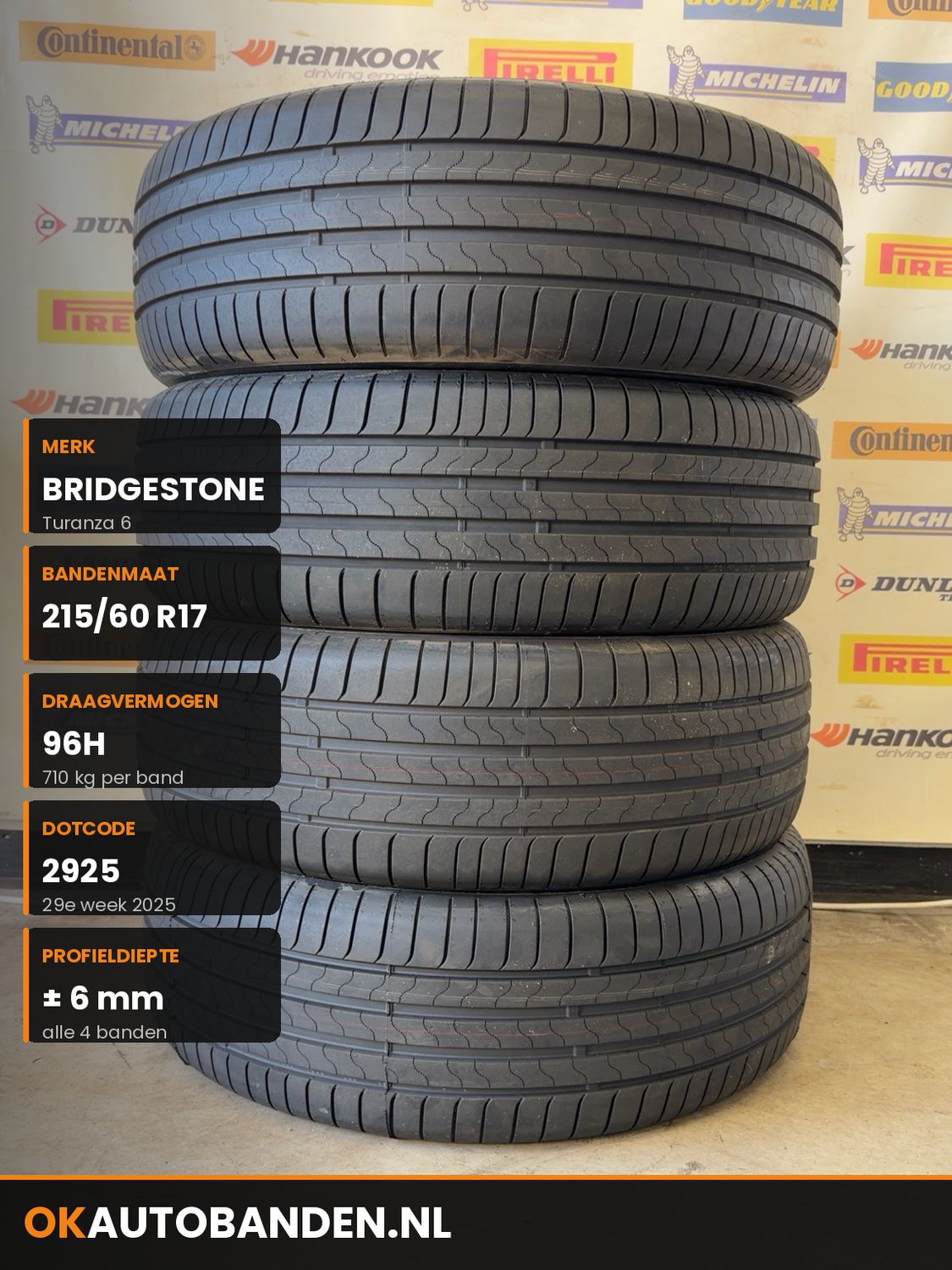 215/60/17 BRIDGESTONE zomerbanden +6mm DOT2925