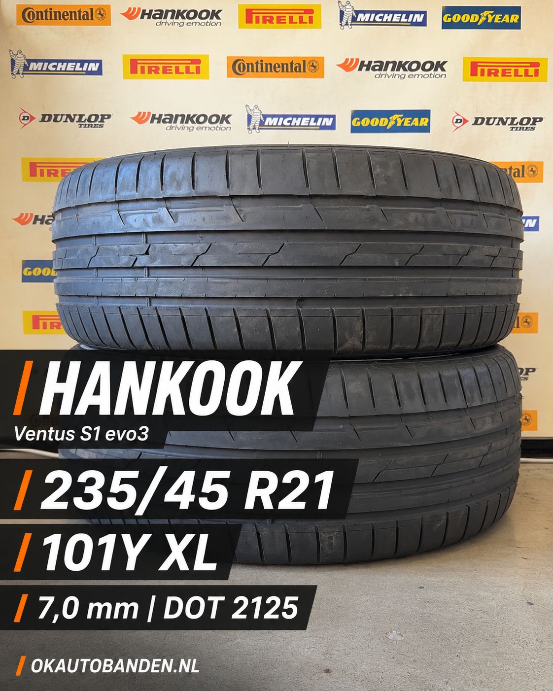 235/45/21 HANKOOK zomerbanden 7,0mm DOT2125