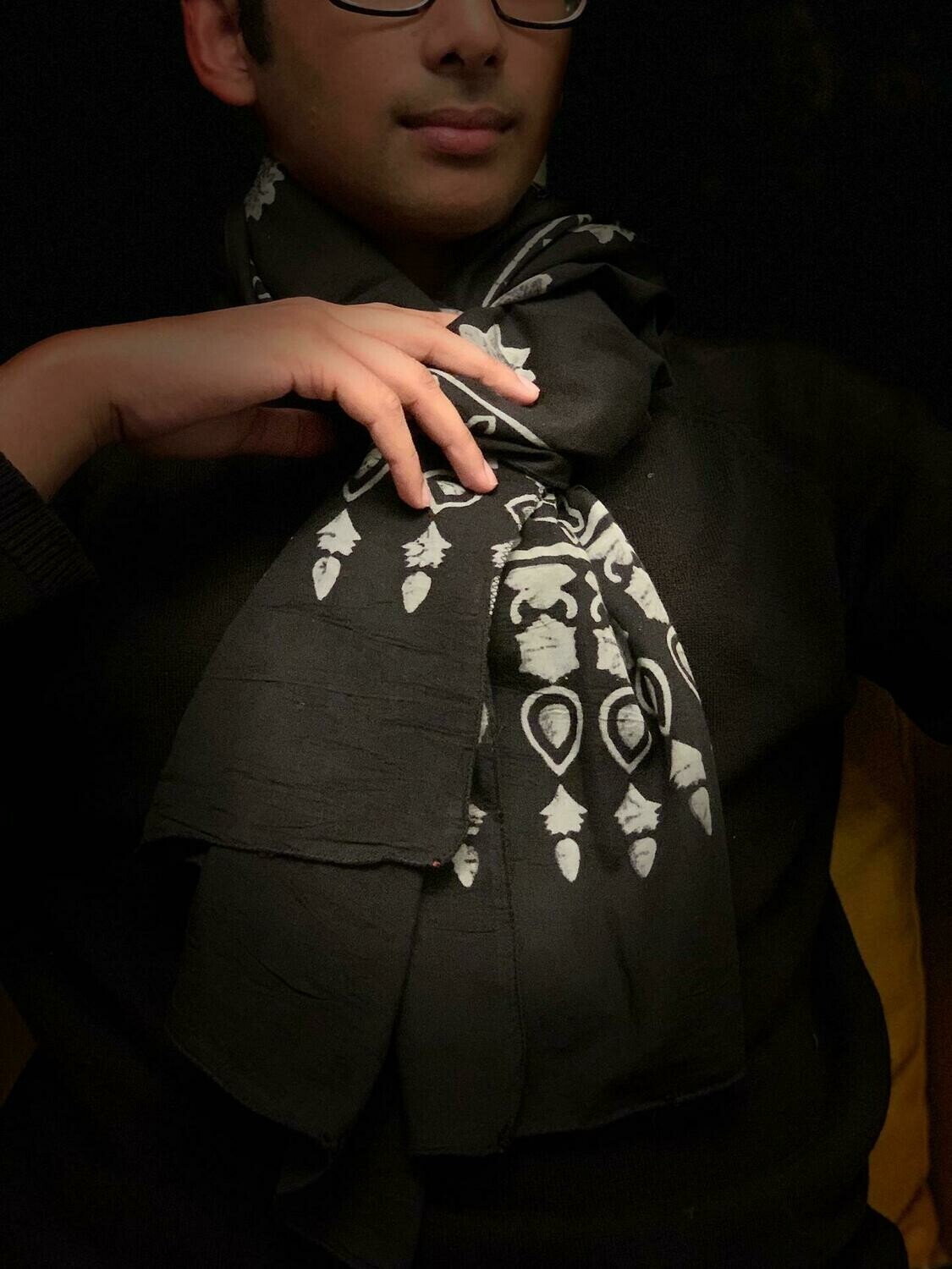 Handblock print cotton scarf in natural dyes