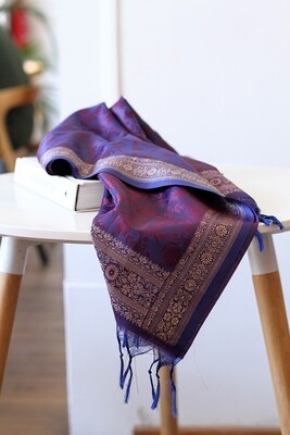 Handwoven fine Silk scarf with resham border