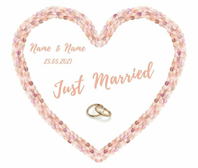 Hochzeitsherz aus Macarons - Just Married - Puder Hochzeitsherz aus Macarons - Just Married - Puder