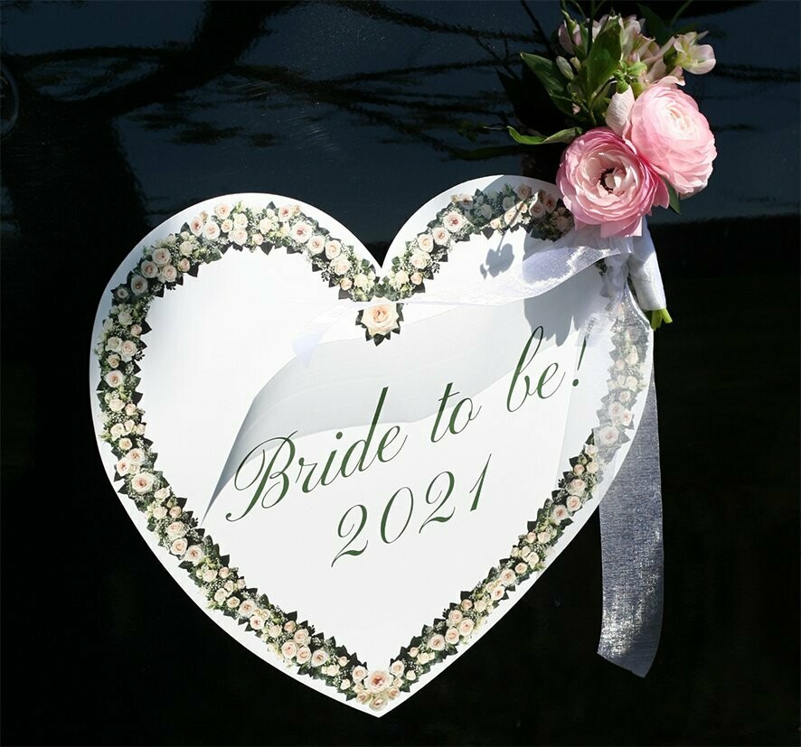 Hochzeitsherz als Automagnet Rosen in Apricot auf Buchs