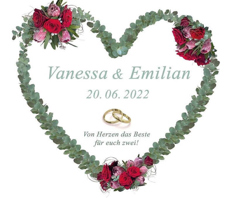Hochzeitsherz " Protea-Rot"
