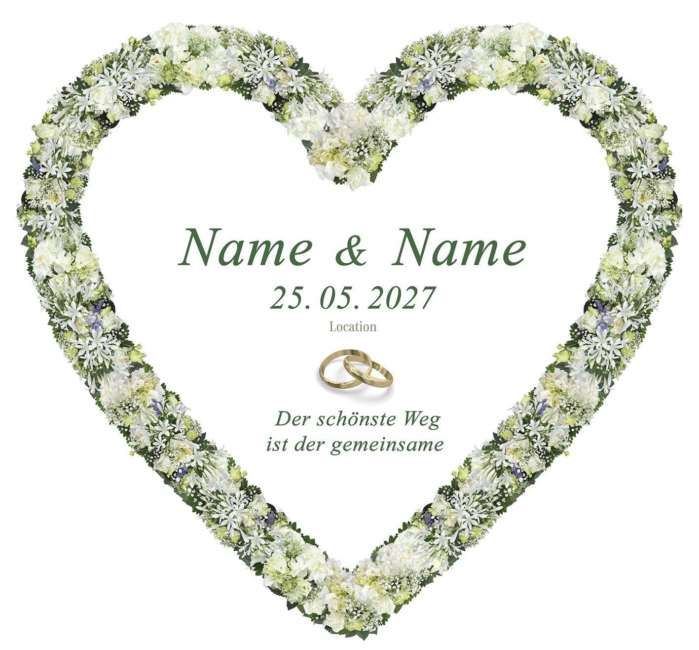 Hochzeitsherz: Ein Garten in Grün -Weiss Hochzeitsherz: Ein Garten in Grün -Weiss