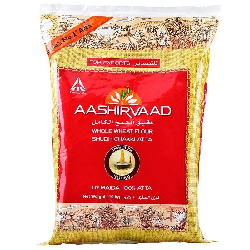 AASHIRVAAD ATTA Whole Wheat 10KG (EXPORT PACK) (BBD:06/11/2022)
