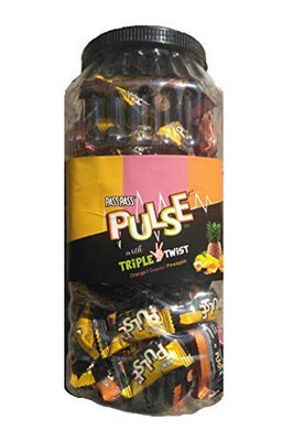 PULSE CANDY WITH TRIPLE TWIST (ORANGE, GUAVA & PINEAPPLE) 170PC JAR 