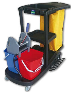 Carro Porta Bandejas con 2 cubos 18 L. Mod. CARLIMP DUO.