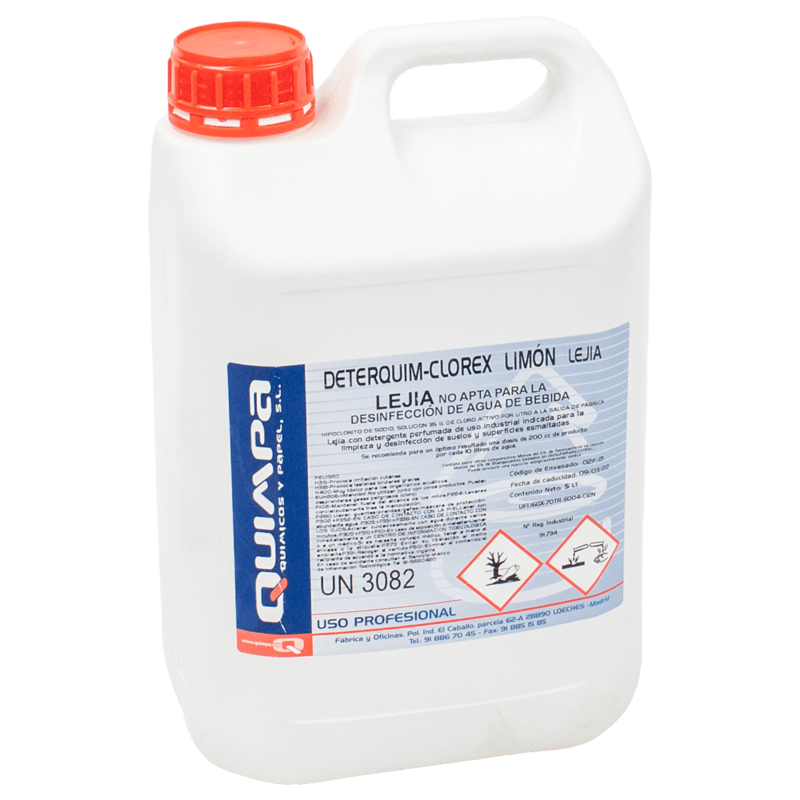Leíia con detergente DETERQUIM CLOREX LIMÓN E-5 L