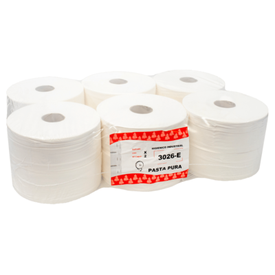 Papel Higiénico Industrial LONG 2 c. 300 M Pack 12 Rollos. Ø 60 mm.