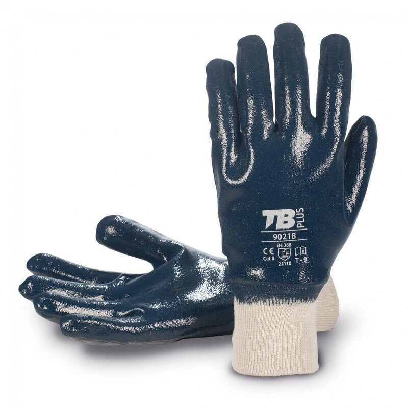 Guantes NITRILO AZUL dorso cubierto con Puño. Tomas Bodero. Pack 10 uds.