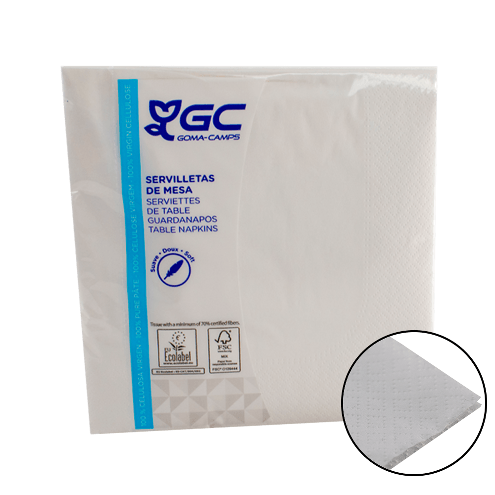 Servilleta 40x40 BLANCA 2 c. Caja 2.400 uds