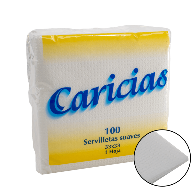 Servilleta 33x33 BLANCA CARICIAS 1 c. Caja 3.400 uds