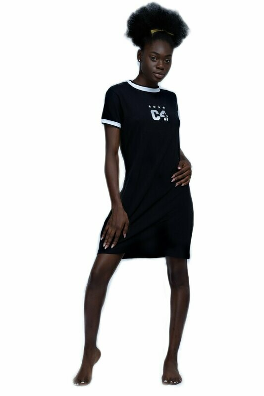 Robe Femmes Manches Courtes Robe Mini D'été Casual Col Ras du Cou Décontractée