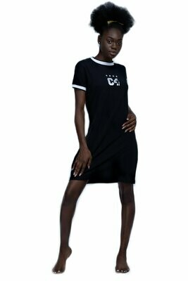Robe Femmes Manches Courtes Robe Mini D'été Casual Col Ras du Cou Décontractée