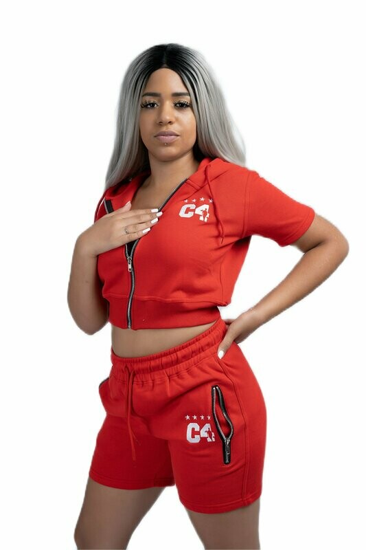 2 pièces Bodyfitness Short court Femme Ensemble de Sportswear Coton T-shirt à Manches Courtes et Short de Sport Été