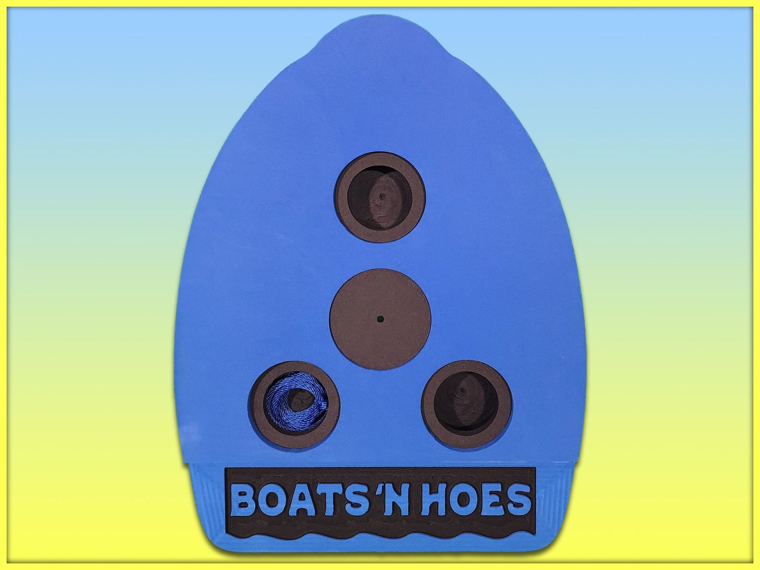Embossed "BOATS N HOES" Cocktail Kickboard, Board Color: Black-Blue